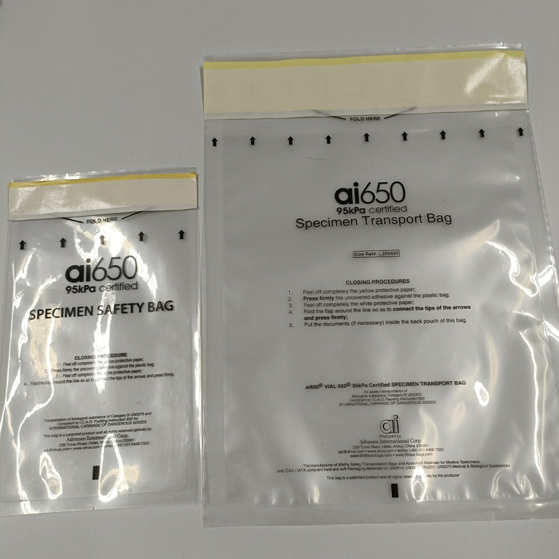 O espécime amarelo e preto do Biohazard ensaca 4 Mil Seal Top Specimen Lab que os sacos para espécimes de empacotamento de envio vendem por atacado o Pri