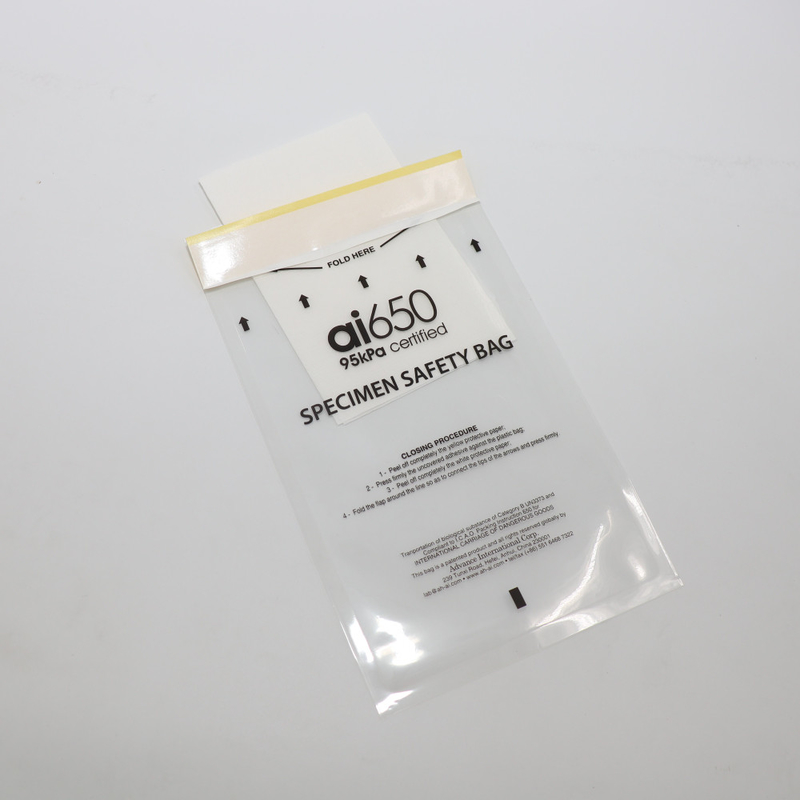 Bolsa de plástico transparente LDPE autoadesiva para transporte de sacos de vedação para laboratório hospitalar