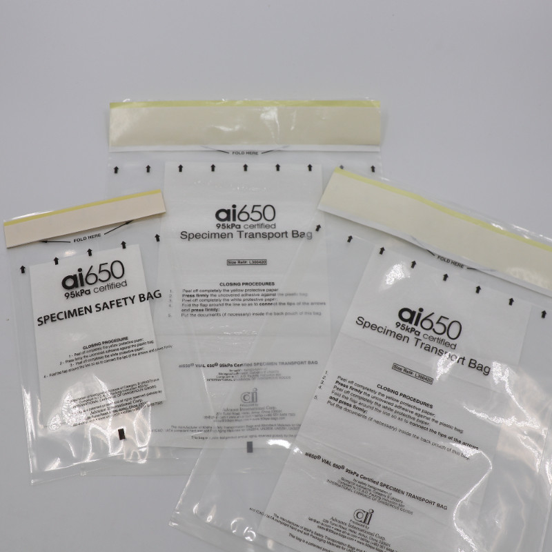 Saco de amostragem de 7 ranhuras, capa de saco absorvente UN 2814 95kPa Saco de amostragem Branco 550 ml