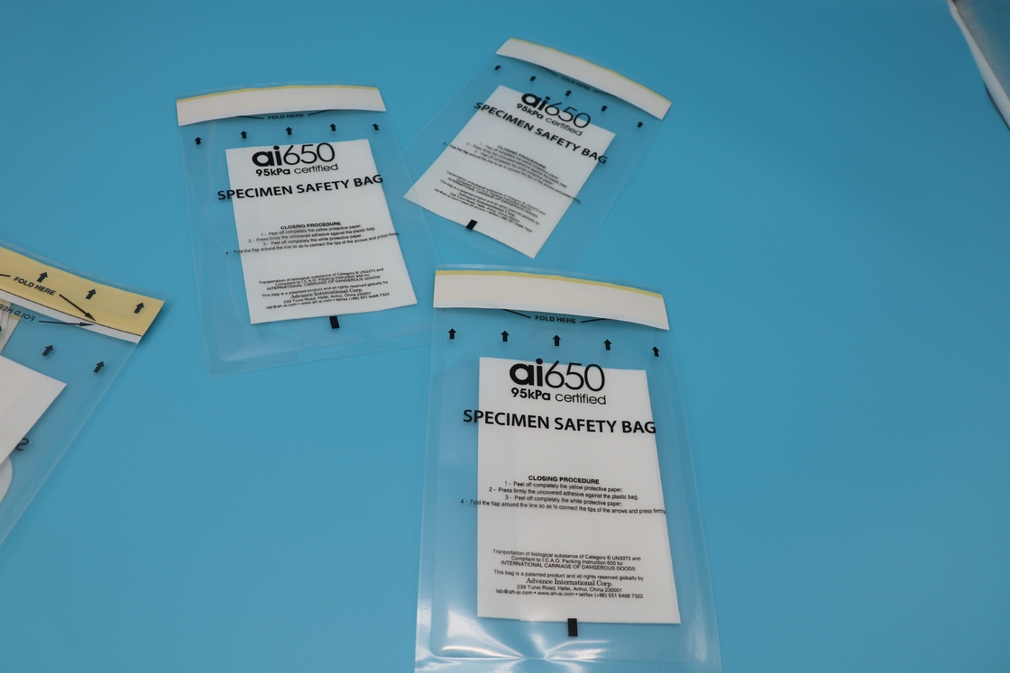 AIC Resistente ao calor Sacos de amostras transparentes de 150 mm x 240 mm 95 kPa para transporte de amostras líquidas