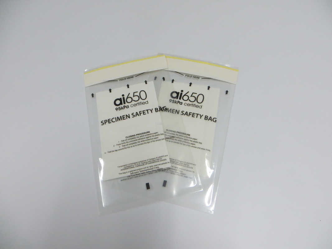 AI650 Saco de transporte de amostras de 95 kPa com uma manga de bolso absorvente de 7 ranhuras