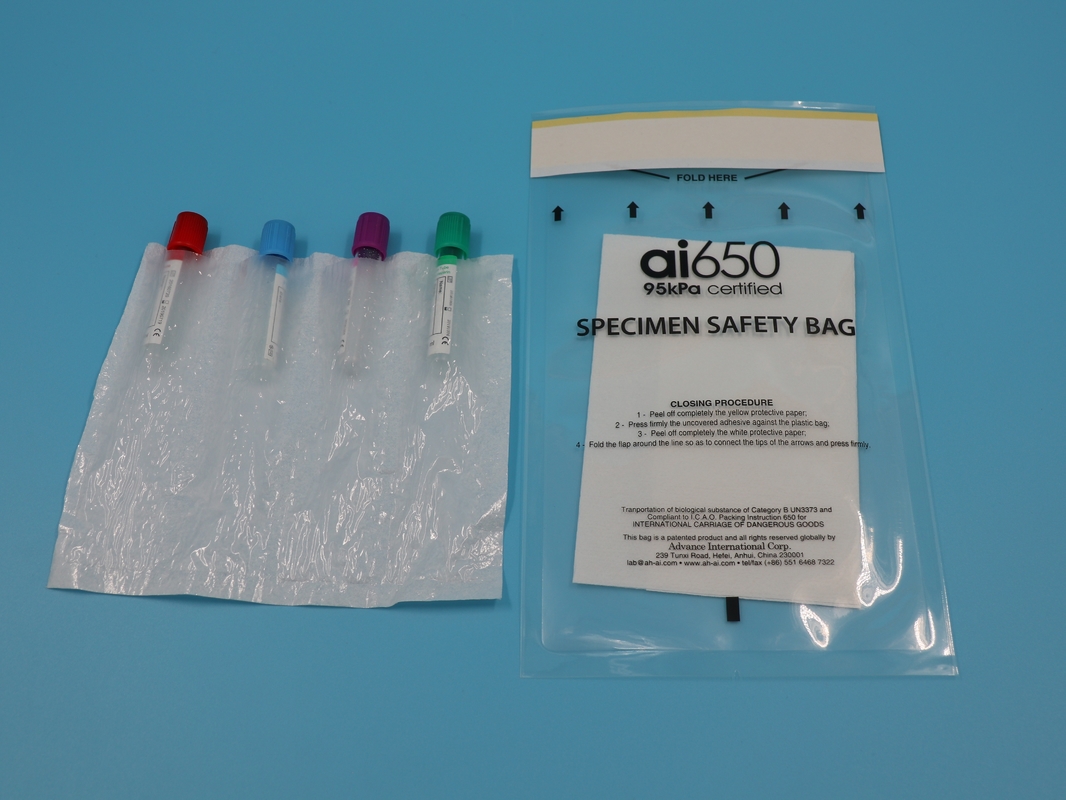 AI650 Saco médico biohazard personalizado PE impermeável com fechadura por fecho de fechadura Saco de amostra para laboratório