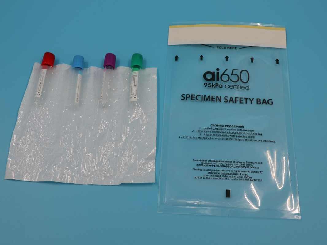 AI650 Ues Laboratório Médico 95kpa Bolsas de transporte de amostras Bolsa de isolamento de riscos biológicos Bolsa de segurança Pesquisa clínica