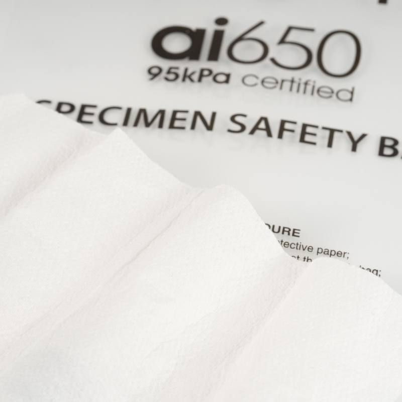 Sacos de transporte de riscos biológicos de alta pressão 95kpa Certificado de plástico de polímero e design de tiras de cola