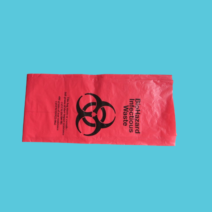Sem vazamento Sacos de Resíduos Biológicos de Perigo Hospitalar 24' Red Trash Liner com símbolo de perigo para resíduos infecciosos