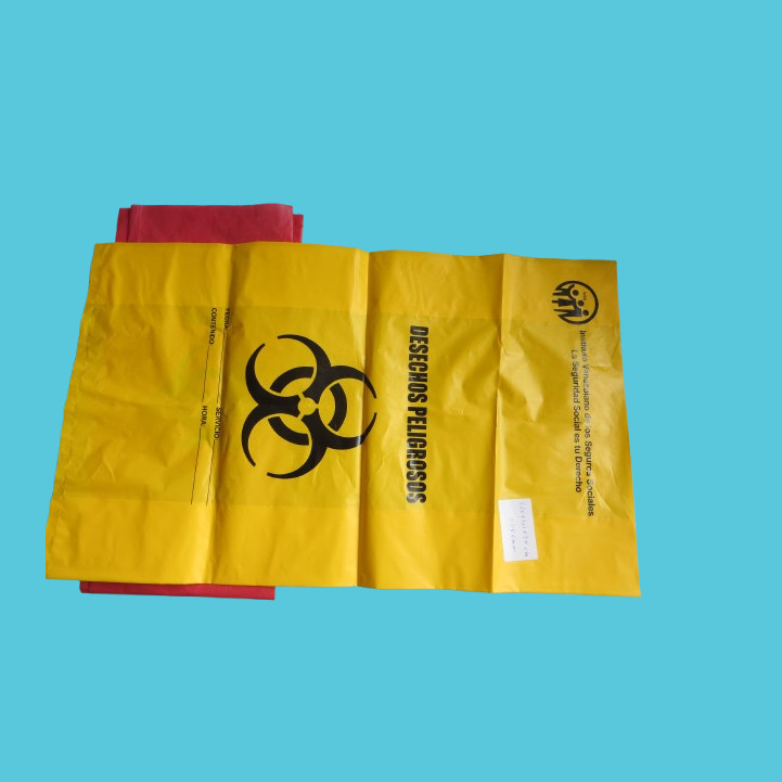 Sacos de risco biológico com cordas de tração 12-16 galões Capacidade 25 x 35 polegadas Com grande área de marcação e patch de indicador de esterilização