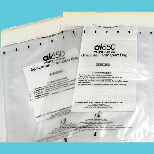 Sacos de amostras de risco biológico transparentes de 95kpa com almofada absorvente, fecho de fecho superior, saco de plástico de vedação 150*240mm