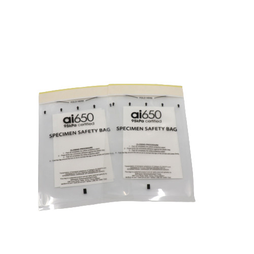 Saco de recolha de amostras de laboratório de uso descartável de bolsos duplos de três camadas Saco de canguru Saco médico bio Sacos de amostras de 95kpa
