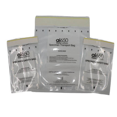 Tamanhos de plástico amarelo vermelho LDPE fecho de fecho médico Bioproteção de amostras Saco de transporte de transportador com bolso