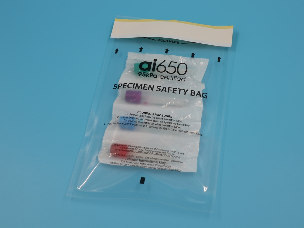 Sacos Biológicos Sacos de amostras descartáveis médicos Saco com almofadas super absorventes e documentos extras Bolso para transporte de amostras