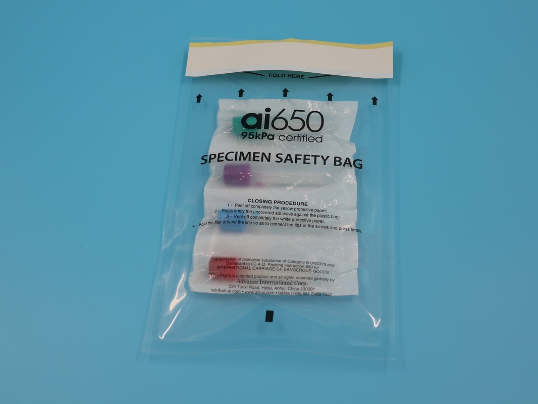 Ziplock Lab Zipper Bio Hazard Biohazard Transportador de Espécimes Bolsa de Espécimes Poly Bolsa de Transportador