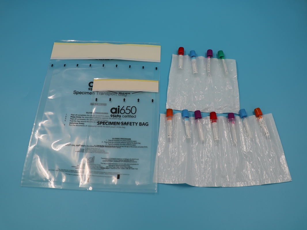 Sacos de transporte de amostras de risco biológico de grau médico para amostras de diagnóstico, linha vermelha, à prova de vazamento