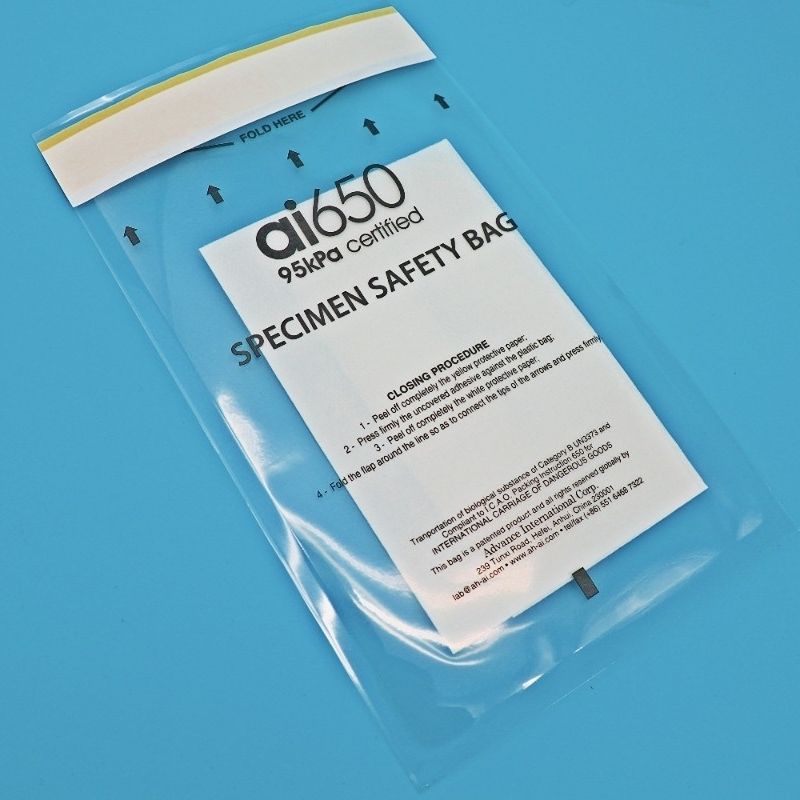 Sacos de recolha de amostras com fecho de vedação para transporte de amostras de sangue