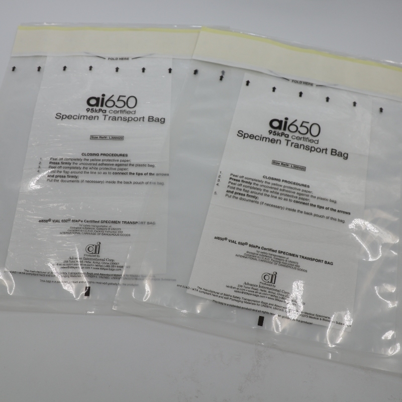 UN3373 Sacos de amostras médicas transparentes com saco absorvente e caixa de transporte de amostras segura
