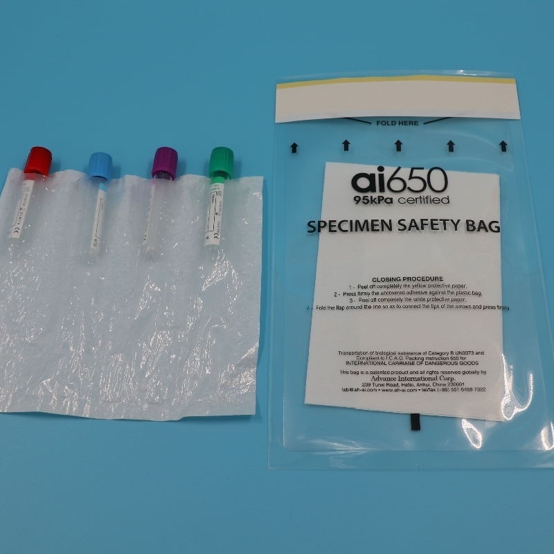 Saco de transporte de espécimes de 95kpa Recipiente seguro para amostras de risco biológico médico para amostras biológicas