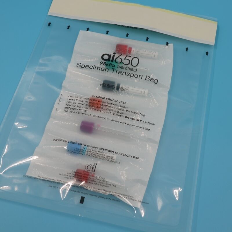 Sacos de amostras de risco biológico revestidos com absorvente para transporte seguro Armazenamento de amostras de sangue à prova de vazamento de laboratório