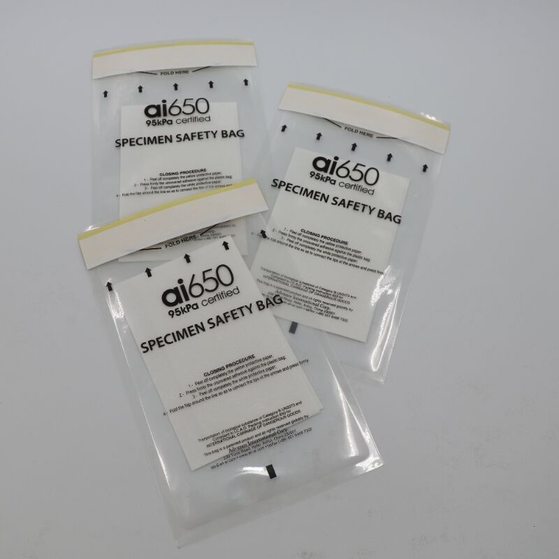 Bolsas de transporte de espécimes à prova de vazamento de 95 kPa para substâncias biológicas Categoria B
