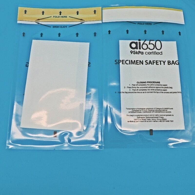 Saco de Transporte de Amostras Descartável 95kPa à Prova de Vazamento com Almofada Absorvente Integrada, Ideal para Coleta de Amostras Ambientais e de Qualidade da Água