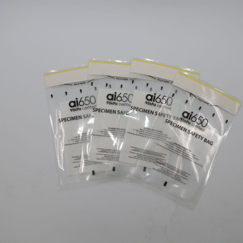 Saco de transporte de amostras de risco biológico de 95kpa Saco de fecho à prova de vazamento, saco recobrável de amostras médicas para uso em laboratório e hospital