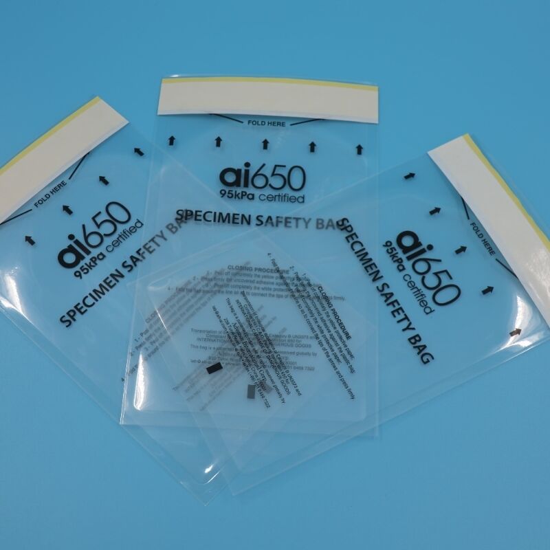 Manga absorvente de bolso para amostra de laboratório médico, fenda 4/7, descartável para transporte seguro de amostras