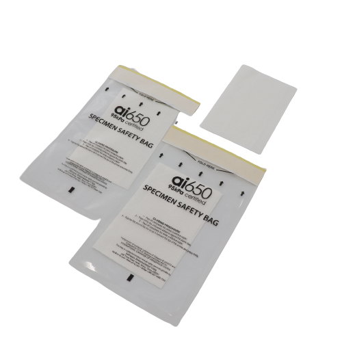 Saco de transporte de amostras de risco biológico de 95 kPa com almofada absorvente à prova de vazamento, multi-dimensões