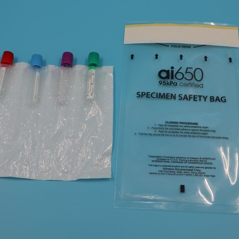 Saco de Transporte de Amostras 95kPa, 18x30cm Saco de Biohazard para Transporte de Sangue e Amostras Clínicas