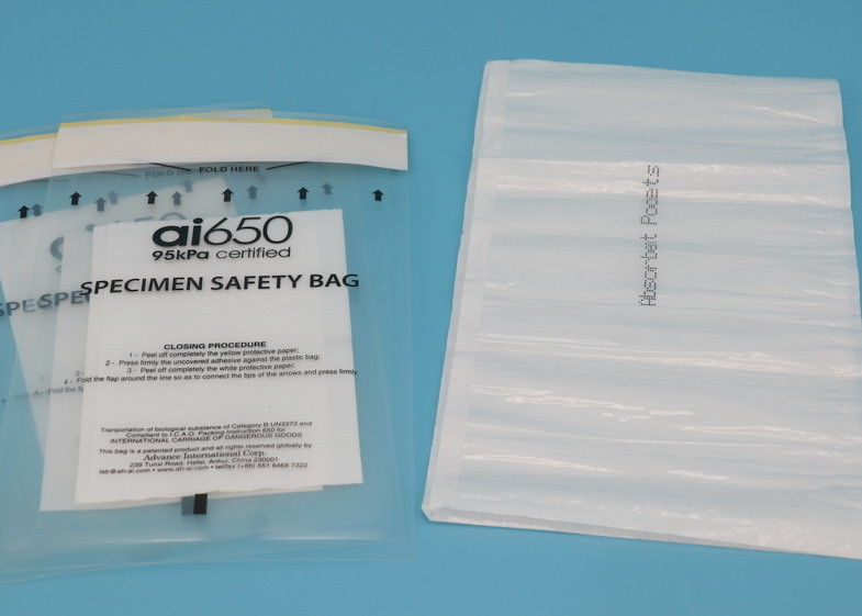 sacos claros do Biohazard do kPa de ai650® 95 para o sangue e o transporte do espécime do tubo da urina
